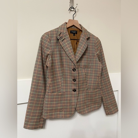 Talbots Brown & Multi-Color Plaid Wool Blend Riding Blazer Size 4 - Picture 4 of 9